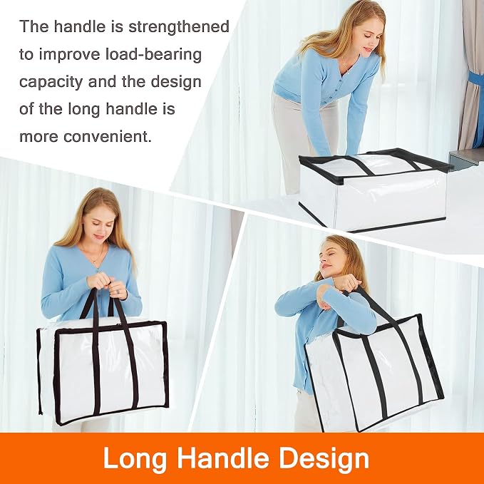 3 Pack Clear Clothes Storage Bags - Image 6