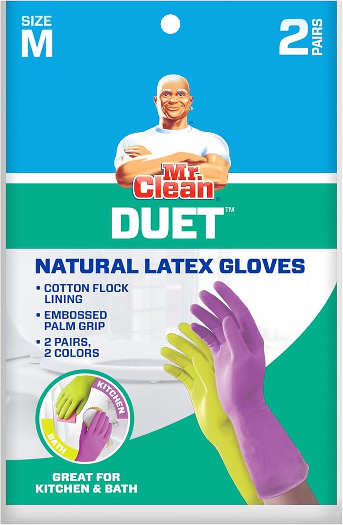 Mr. Clean Duet, Natural Latex, Beaded Cuff, Cotton Flock Lining, Non-Slip Grip - Image 3