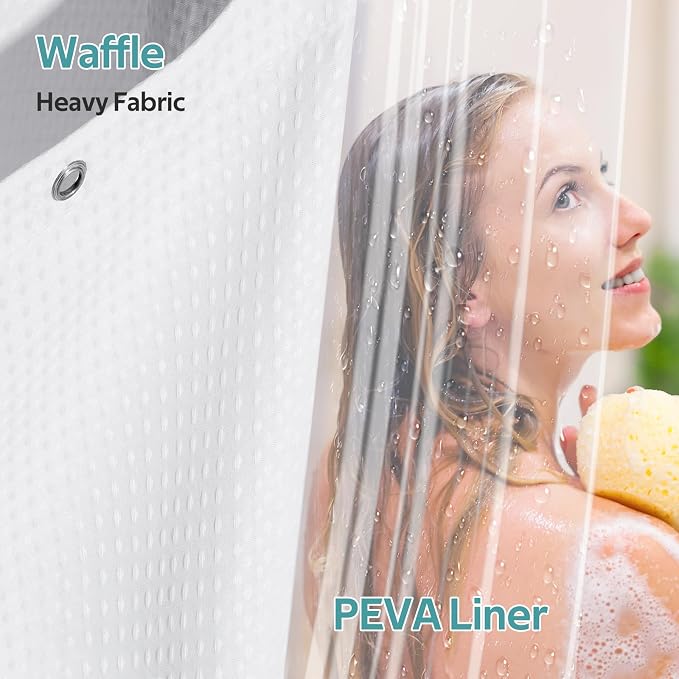 Vipfree 3 in 1 Shower Curtain Set, Waffle Shower Curtain and Liner Set - Image 3