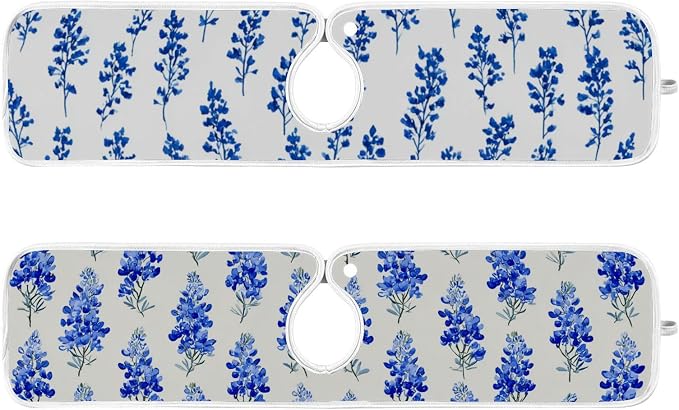Small Bluebonnet Flower Watercolor Bluebonnets Sink Mat by Tatenale