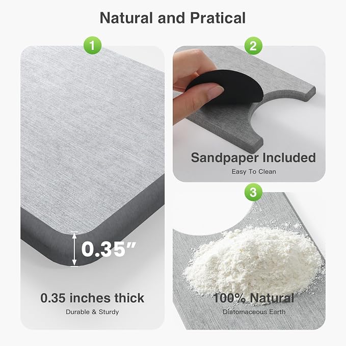 Premium Stone Faucet Mat for Kitchen Sink, 15.8" x 4" Light Gray | Quick Drying - Image 3