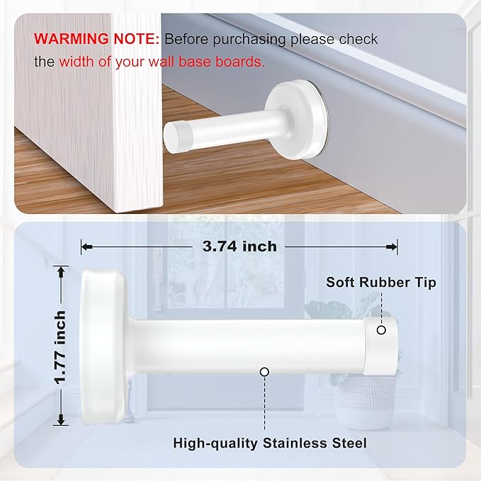 1 Pack Door Stops, Stainless Steel Door Stoppers, No Drilling Door Stops - Image 2