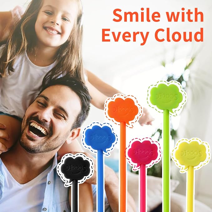 SOOOEC Magnetic Cable Ties 32 Pack, Cute Cloud 7.2" Silicone 8 Colors | Strong - Image 4