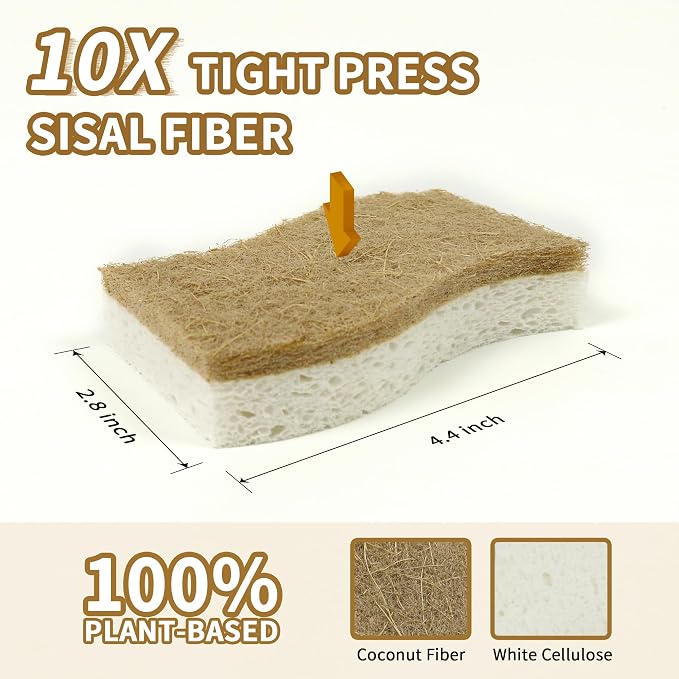 Silkyhose 24 Pack Natural Kitchen Sponges, Cellulose Coconut & Non-Scratch | - Image 2