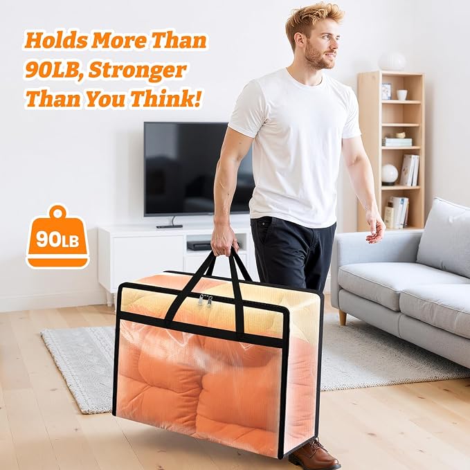 BlissTotes Moving Bags 90L 6PCS, Transparent Containers - Image 2