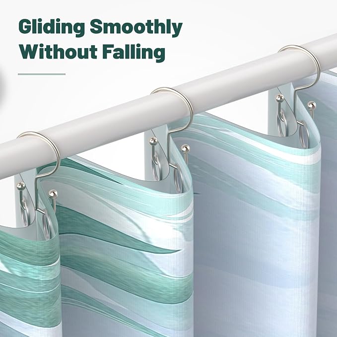 Shower Curtain Hooks, Durable Shower Curtain Rings Rust Proof, Double Glide - Image 3