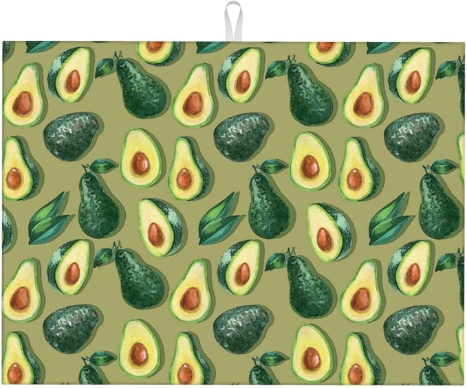 Green Avocado Dish Drying Mat For Kitchen Counter, Super Absorbent Microfiber by indokyeyqaz