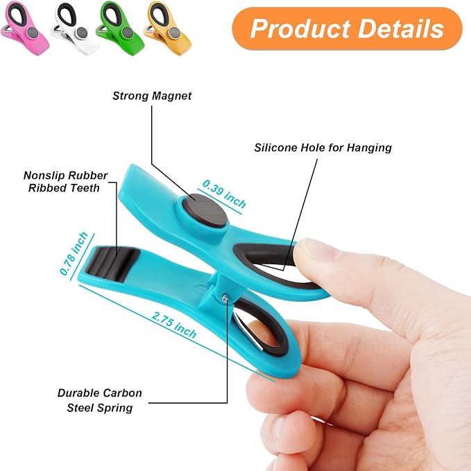 JETMORE 12 Pack Chip Clips, Plastic Magnetic Bag Clips - Image 6