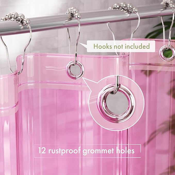 AmazerBath Shower Curtain Liner, 72x72 Transparent Hot Pink Shower Liner - Image 3