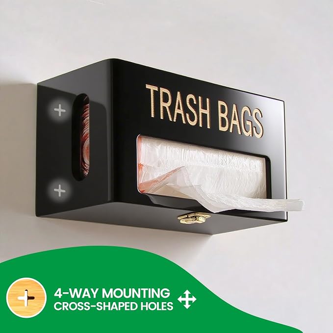 Large Black Bamboo Trash Bag Holder - Image 7