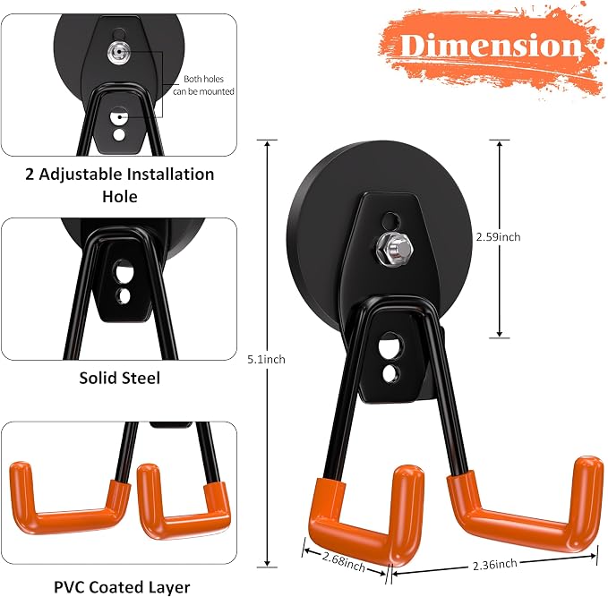 ENUODA Strong Magnetic Hooks Heavy Duty 4 Pack Magnet Garage Hook Heavy Duty - Image 2