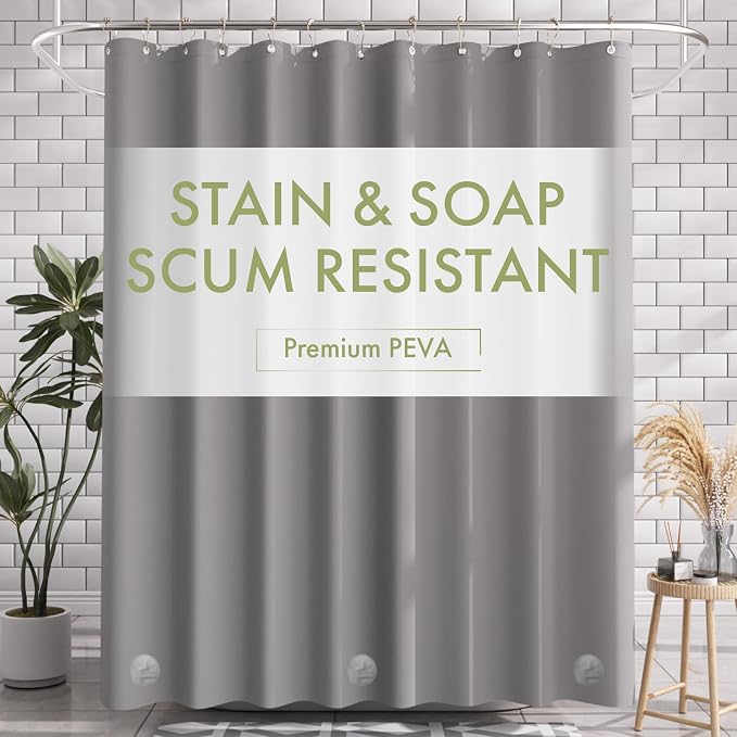 AmazerBath Shower Curtain Liner, 72x78 Grey Shower Curtain Liner, Cute Plastic by AmazerBath