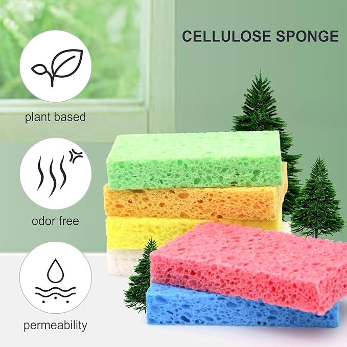 6 Pack Cellulose Scrub Sponges Non-Scratch Heavy Duty - Image 5