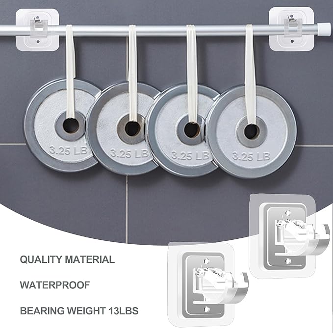 Self Adhesive No Drill Adjustable Curtain Rod Holder Hooks Brackets | Nail Free - Image 5
