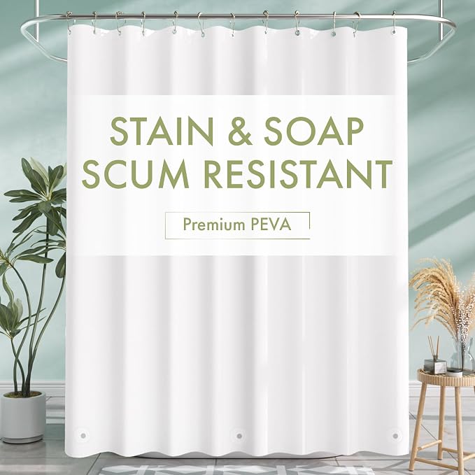 AmazerBath Extra Long Shower Curtain Liner, 72x84 Plastic White Shower Liner by AmazerBath