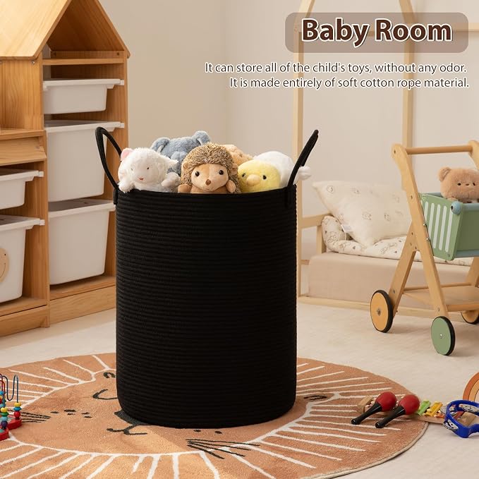 OIAHOMY 80L Nursery Hamper Laundry Basket Laundry Hamper Black - Image 3