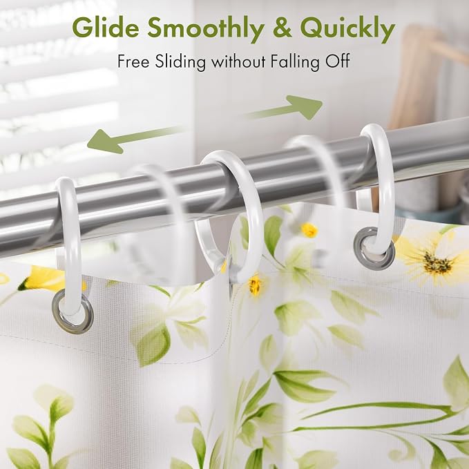 Amazer White Shower Curtain Rings, Shower Curtain Hooks Rings - Image 5