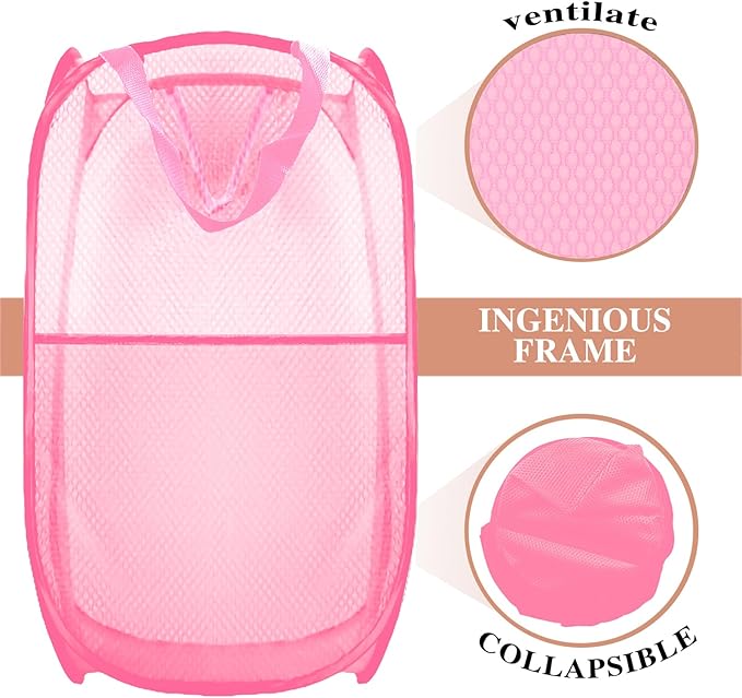 Collapsible Pop Up Laundry Hamper, Extra Large Mesh Foldable Laundry Basket Bag - Image 4