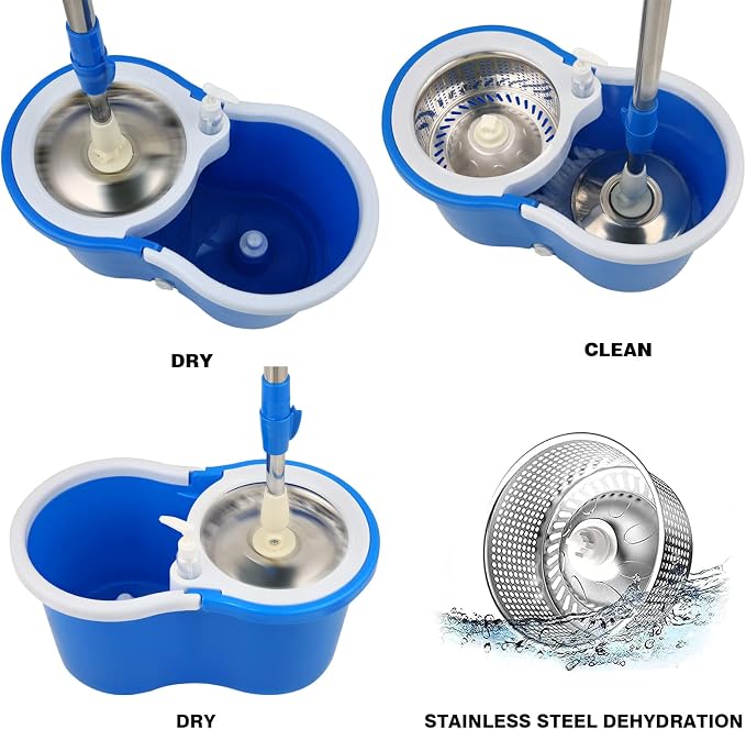 Spin Mop and Bucket with Wringer Set, 6 Mop Refills - Image 5