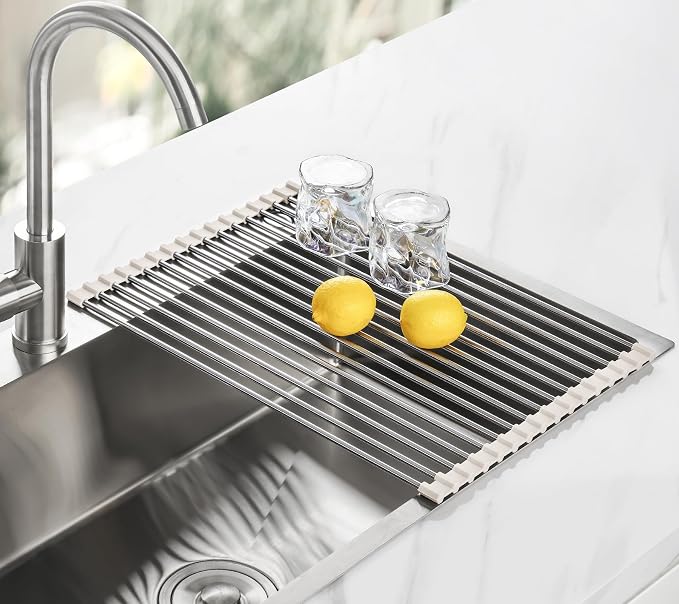 Tomorotec Roll Up Dish Drying Rack Over Sink, 304 Steel, Heat-Resistant Trivet - Image 8