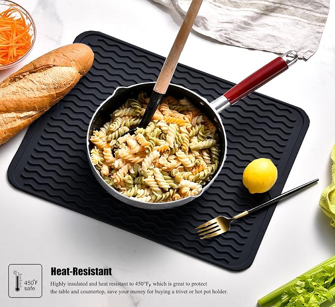 Silicone Dish Drying Mat, Non-Slip Easy Clean Sink Mat, Dark Blue, Large - Image 5
