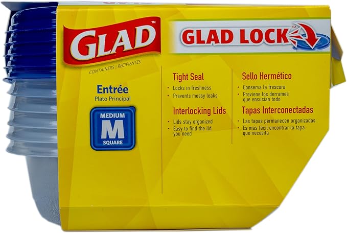 Glad GladWare Entree Food Storage Containers, 25 Oz, 6-Pk | Lock-tight seal - Image 6