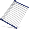 Tomorotec Roll Up Dish Drying Rack Over Sink, 304 Steel, Indigo | Anti-Slip by Tomorotec