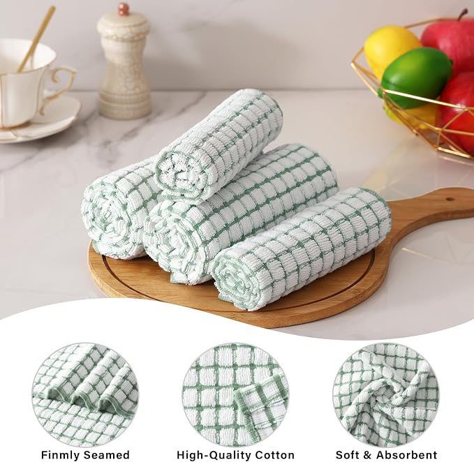 Homaxy Kitchen Towels and Dishcloths Set, Grass Green - Image 4