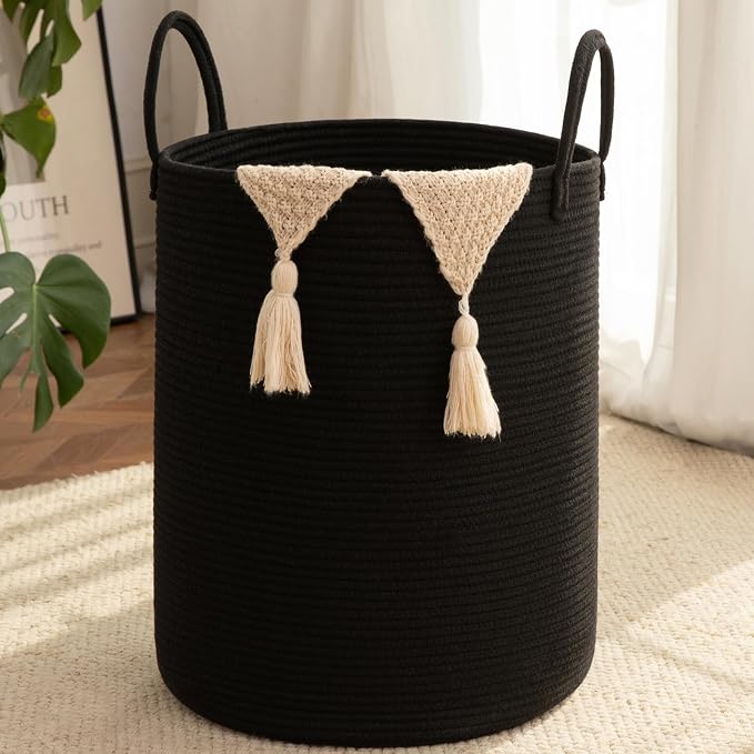 OIAHOMY 60L Nursery Hamper Laundry Basket Laundry Hamper Black by MasterofSpaceOptimization