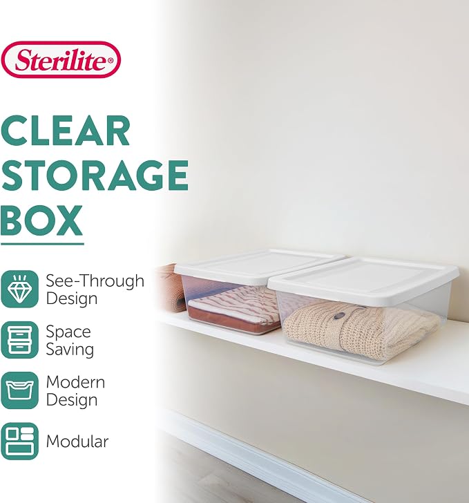 Sterilite Storage Box Stackable Tote, 12 Quart, 24 Pack - Image 2
