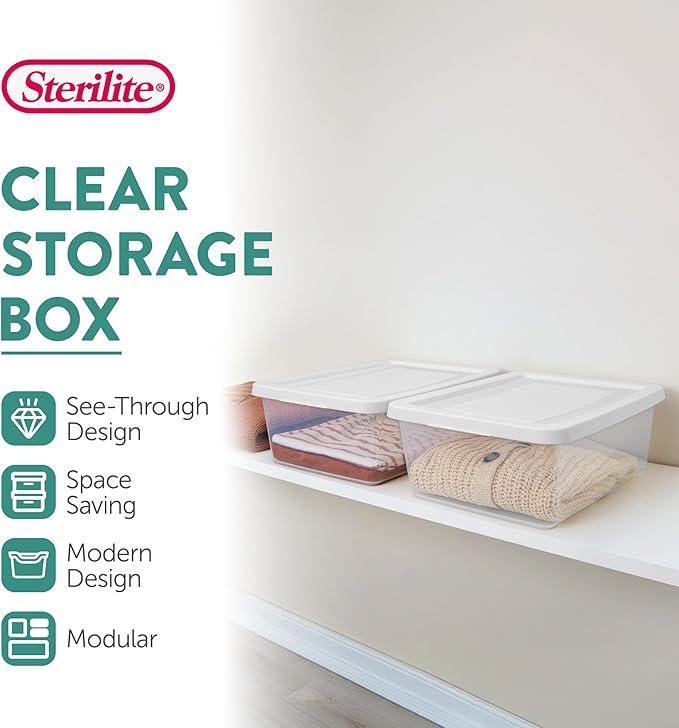 Sterilite Storage Box Stackable Tote, 12 Quart, 36 Pack - Image 3