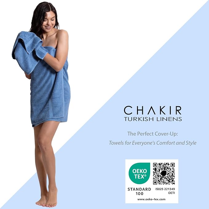 Chakir Turkish Linens 100% Cotton Personalized 3-Piece Set, Wedgewood | - Image 3