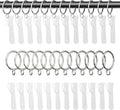 1.25 Inch Curtain Rings with Hooks, 24 Pack Silver Metal Drapery Rings with by GASRONS