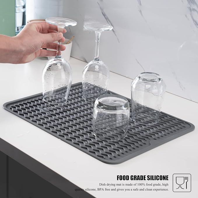 Silicone Dish Drying Mat, Non-Slip Easy Clean Sink Mat, Large Heat-resistant - Image 7