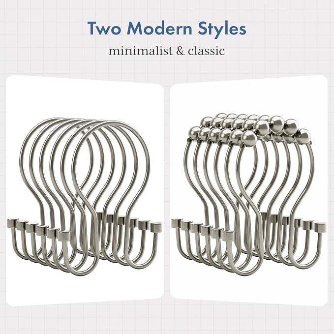 Bathway Shower Curtain Hooks Nickel Shower Curtain Rings - Image 5
