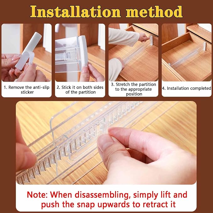 Drawer Dividers for Clothes, 3.15" High 11.34"-19.69" | Adjustable Expandable - Image 5