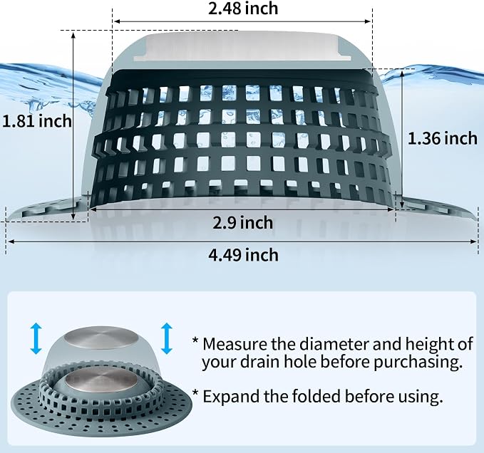 Aluvor Shower Drain Hair Catcher Bathtub Drain Cover Sink Drain Protector | - Image 4