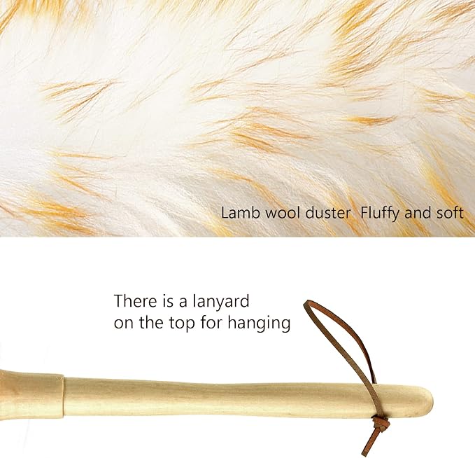 Lambswool Duster 14'' Length Solid Wooden Handle Leather Hang Strap - Image 3