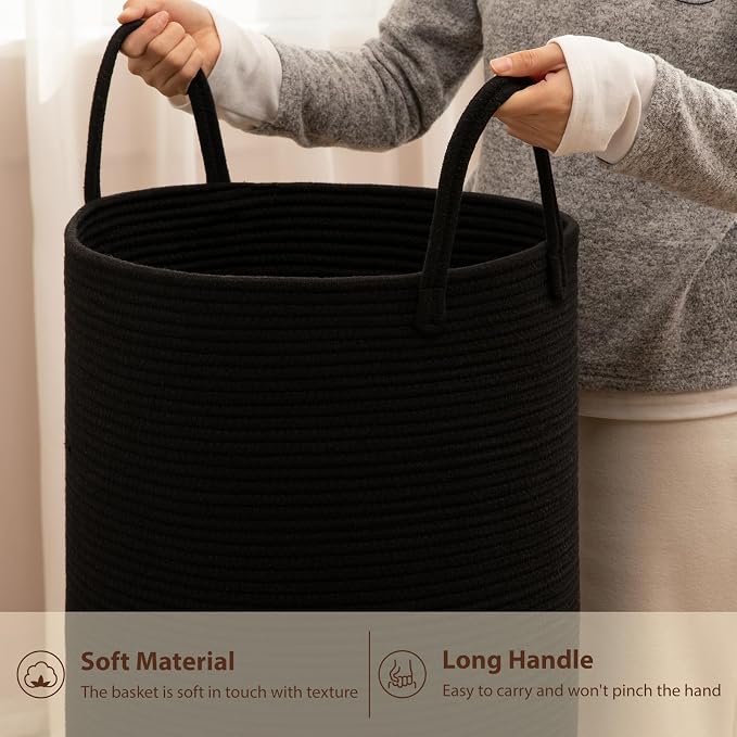 OIAHOMY 100L Nursery Hamper Laundry Basket Laundry Hamper Black - Image 6