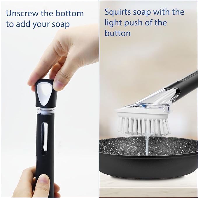 RIMAY Soap Dispensing Dish Brush Dish Scrubber - Image 4