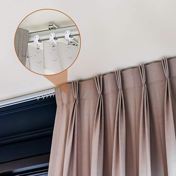 Jetec 120 Pcs Curtain Track Hooks Rollers Ceiling Mount S Hooks, Straight - Image 6