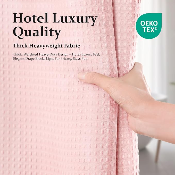 Dynamene Stall Waffle Shower Curtain 256 GSM Heavy Fabric 60x72 Pink - Image 6