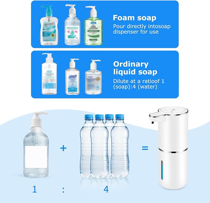 2 Pack Automatic Soap Dispensers, 12.8oz/380ml USB Touchless Automatic Foaming - Image 3
