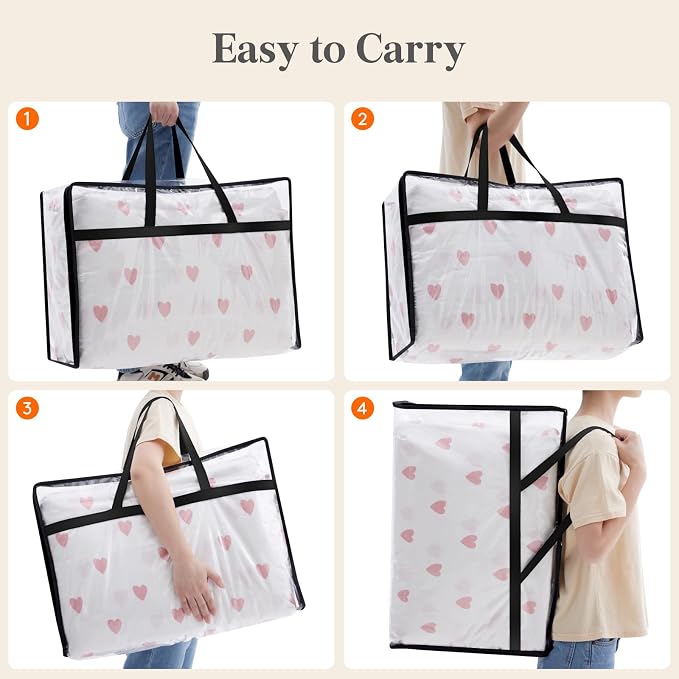 Lifewit 4 Pack Clear Clothes Storage Bags, 60L Plastic Blanket Storage Bag - Image 6