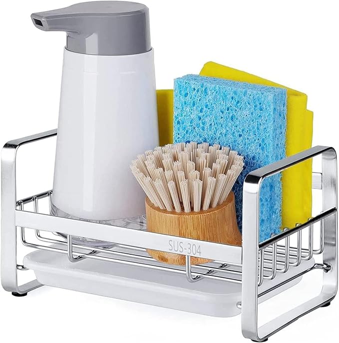 HULISEN Kitchen Sponge Holder, 304 Stainless Steel Sink Caddy - Image 8