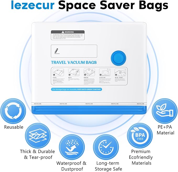 Blue Vacuum Storage Bags for Travel - Image 6