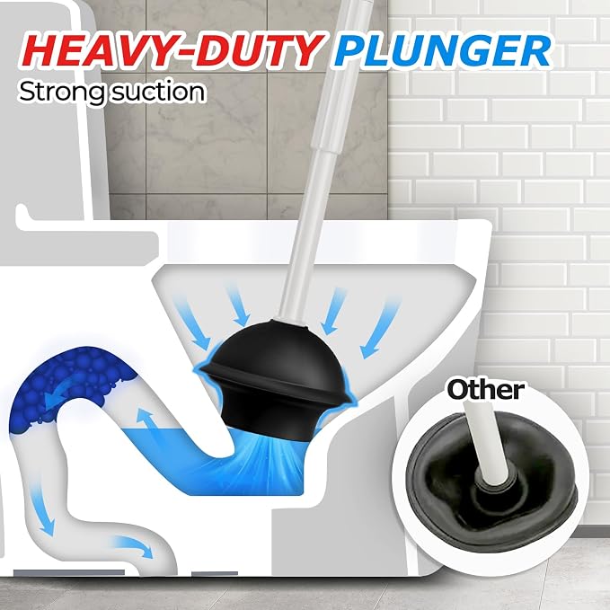 FORASTO 2in1 Toilet Brush & Plunger Set, Bathroom Essentials - Image 3
