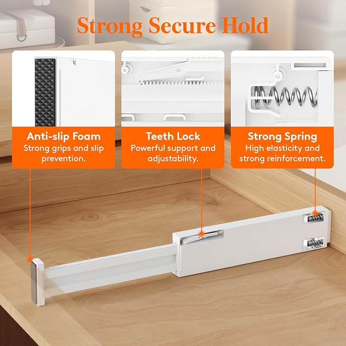 Lifewit 2.36" Upgrade Kitchen Drawer Dividers, Adjustable Drawer Organizer | - Image 2