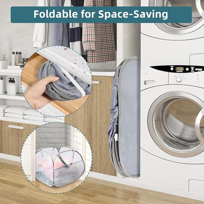 2 Pack Collapsible Laundry Baskets, 90L Large Foldable Laundry Basket, Durable - Image 3