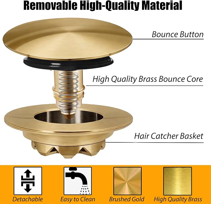 Anlige Bathtub Drain Stopper, Pop Up Tub Stopper and Cover, Bottom - Image 5
